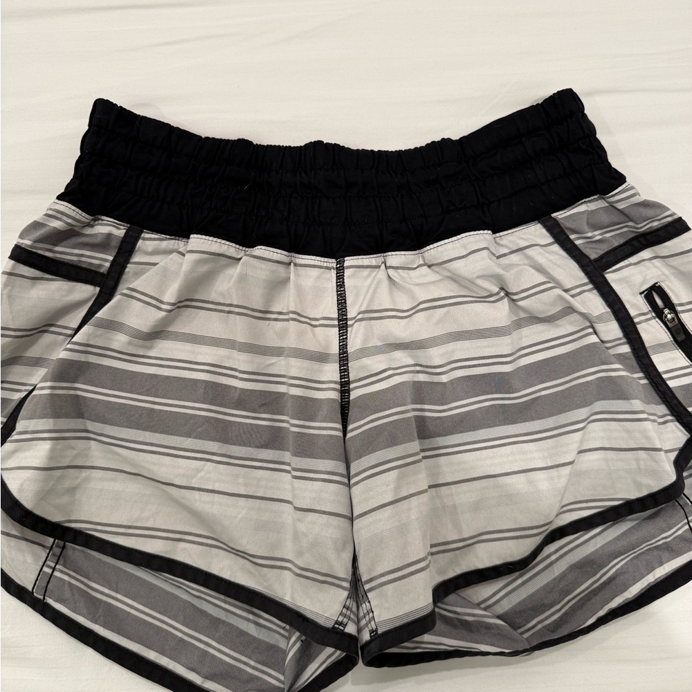 Lululemon Black and Gray Striped Shorts